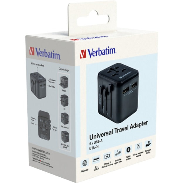 Verbatim Universal-Reiseadapter UTA-01 (schwarz, 2x USB-A)