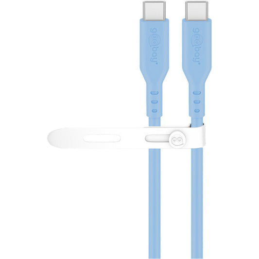 USB 2.0 Silikonkabel blau, USB-C Stecker > USB-C Stecker