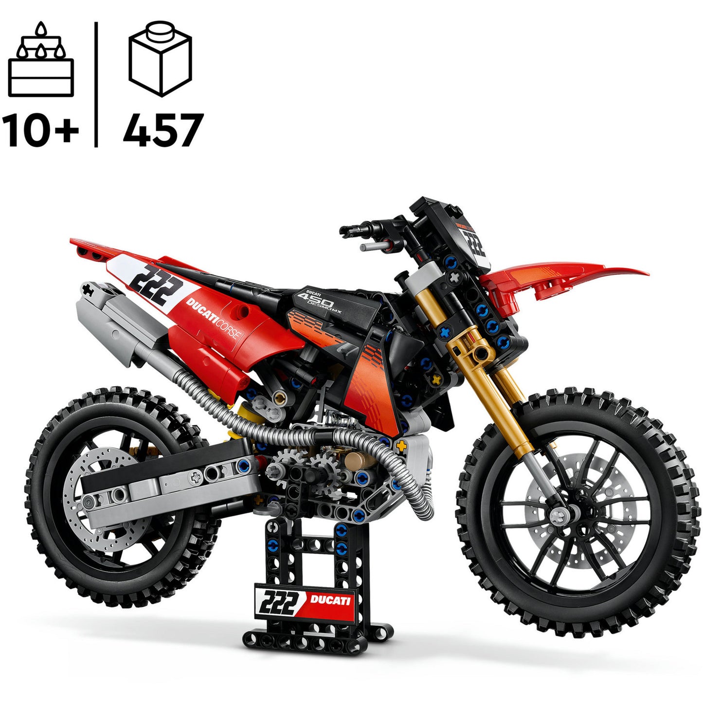 42238 Technic Ducati Desmo450 MX Factory Motorrad, Konstruktionsspielzeug
