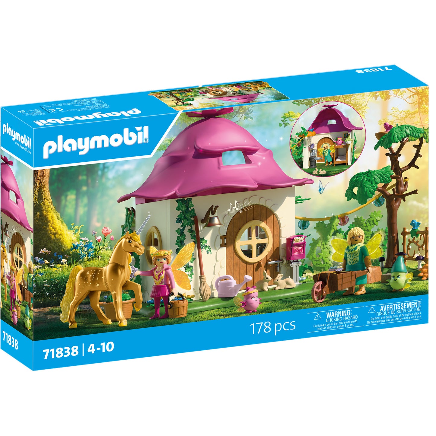 71838 Magic Unicorns:Feenzuhause mit Goldeinhorn und Stall, Konstruktionsspielzeug