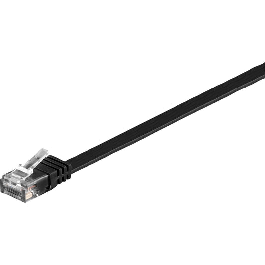 Goobay Patchkabel RJ45 Stecker > RJ45 Stecker CAT.6 U/UTP (schwarz, 5 Meter, Flachkabel)