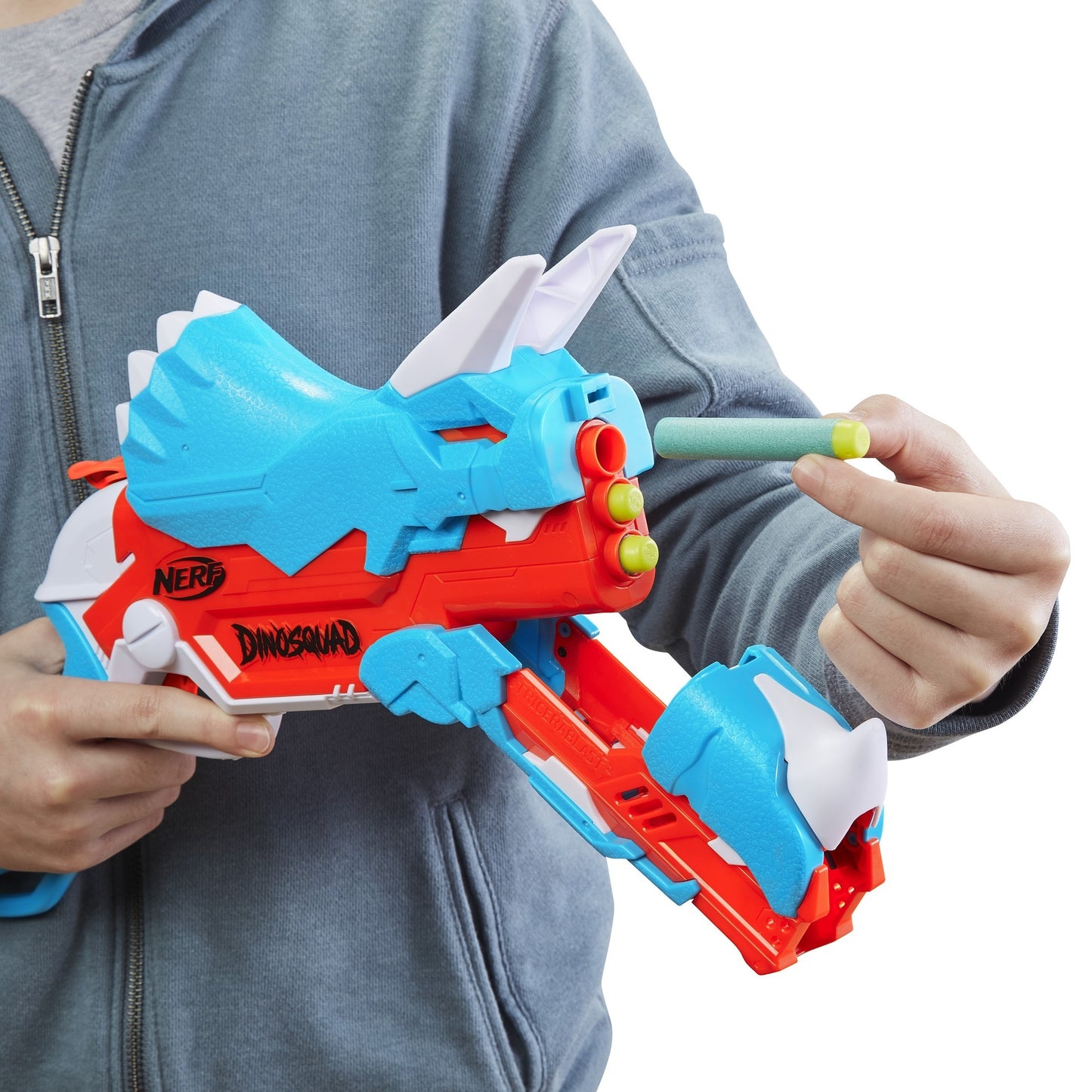 Hasbro Nerf DinoSquad Tricera-Blast, Nerf Gun (hellblau/orange)