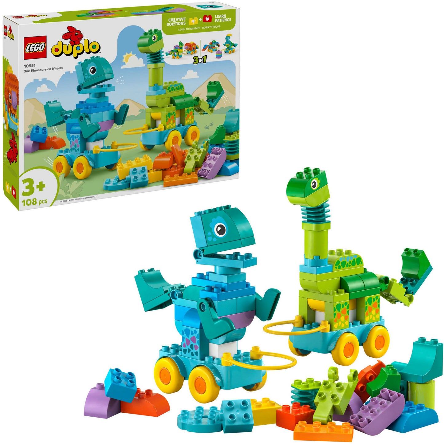 10451 DUPLO Town Dinos auf Rädern 3-in-1-Set, Konstruktionsspielzeug