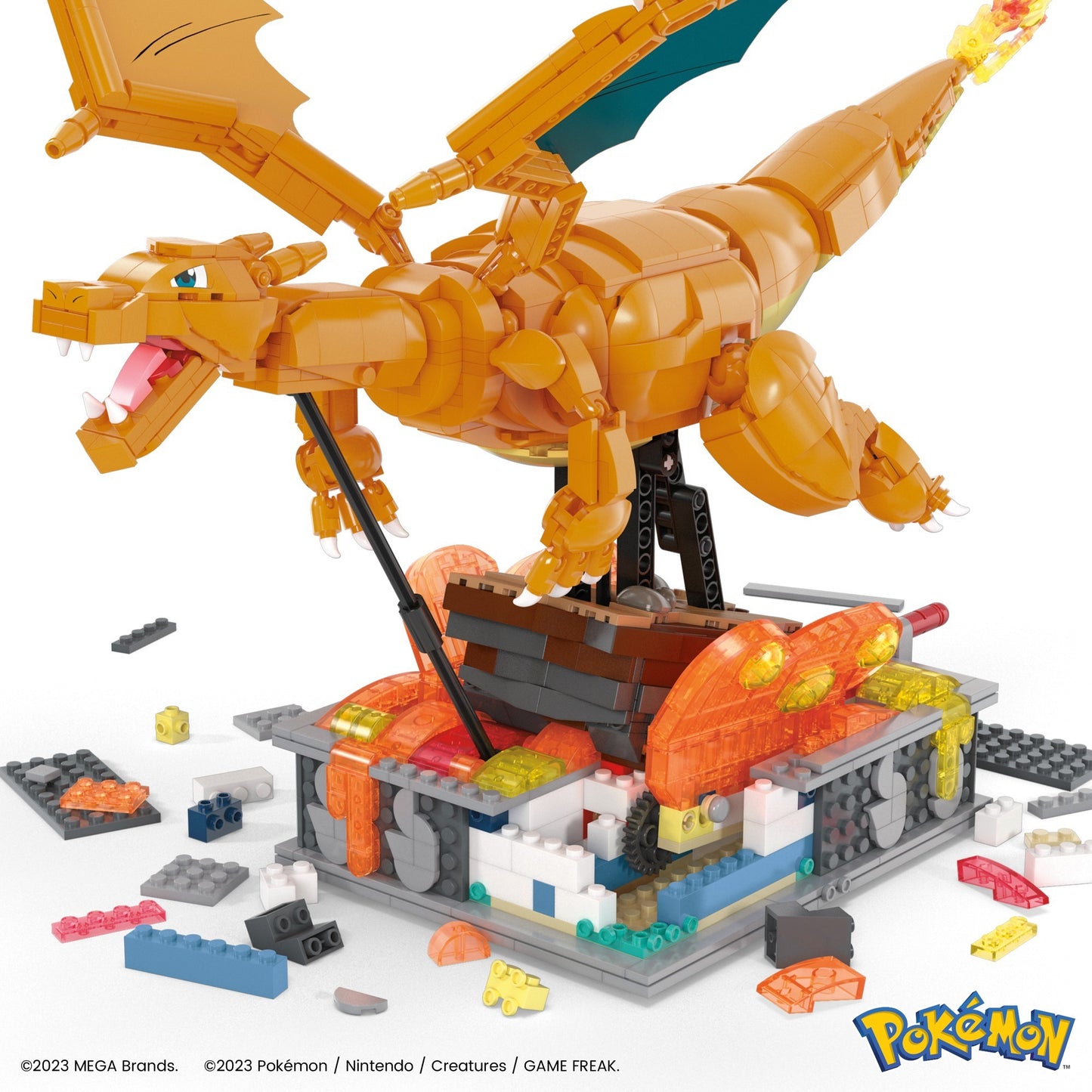 Mattel MEGA Pokémon Motion Glurak bewegliches Bauset, Konstruktionsspielzeug