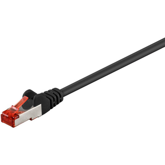 Goobay Patchkabel CAT.6 S/FTP (PiMF) (schwarz, 1 Meter, doppelt geschirmt)