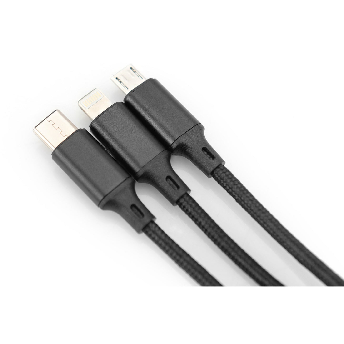 3-in-1 Ladekabel, USB-A > Lightning + USB-C + Micro-USB