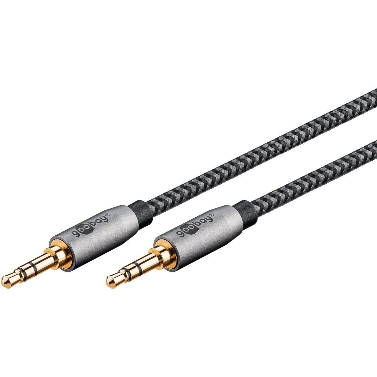 Goobay Plus Audio Verbindungskabel AUX 3,5mm stereo (schwarz/silber, 1 Meter)