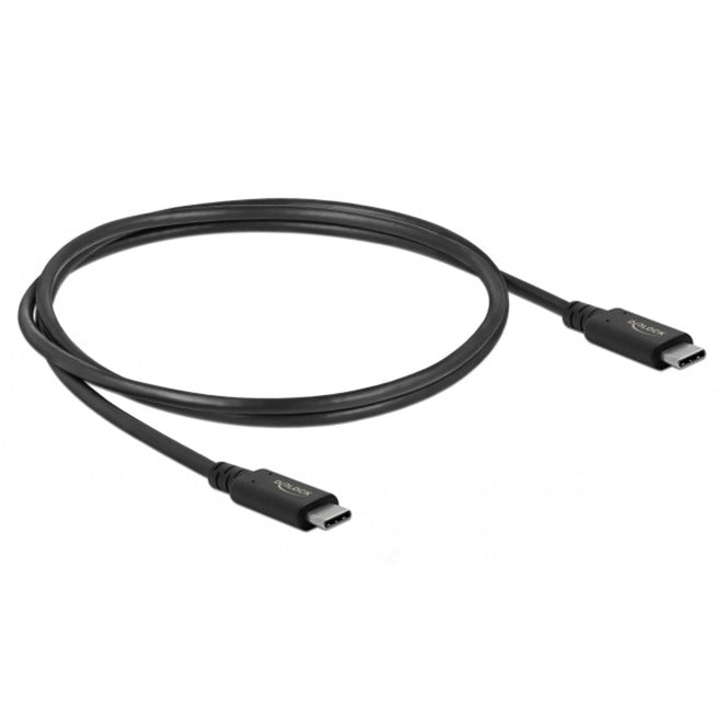 DeLOCK USB4 Gen 3x2 Kabel, USB-C Stecker > USB-C Stecker (schwarz, 0,8 Meter, PD, Laden mit bis zu 100 Watt)