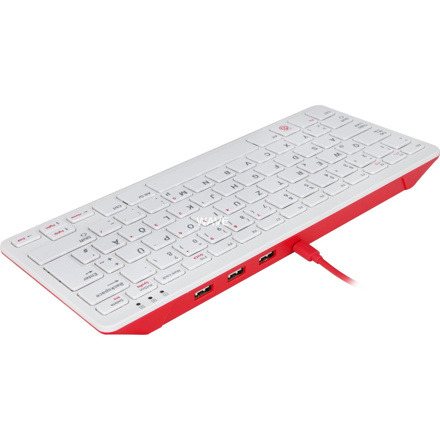 Raspberry Pi offizielle Raspberry Pi Tastatur (weiss/rot, DE-Layout, inkl. 3-Port-USB-Hub)