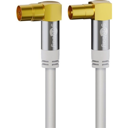 Goobay Antennenkabel (135dB typ), Koax-Buchse 90° > Koax-Stecker 90° (weiss, 5 Meter)