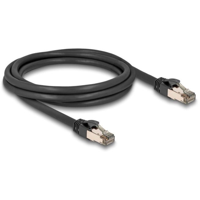 DeLOCK RJ-45 Netzwerkkabel Cat.6a U/FTP ultra flexibel (schwarz, 2 Meter, innerer Edelstahlmantel)