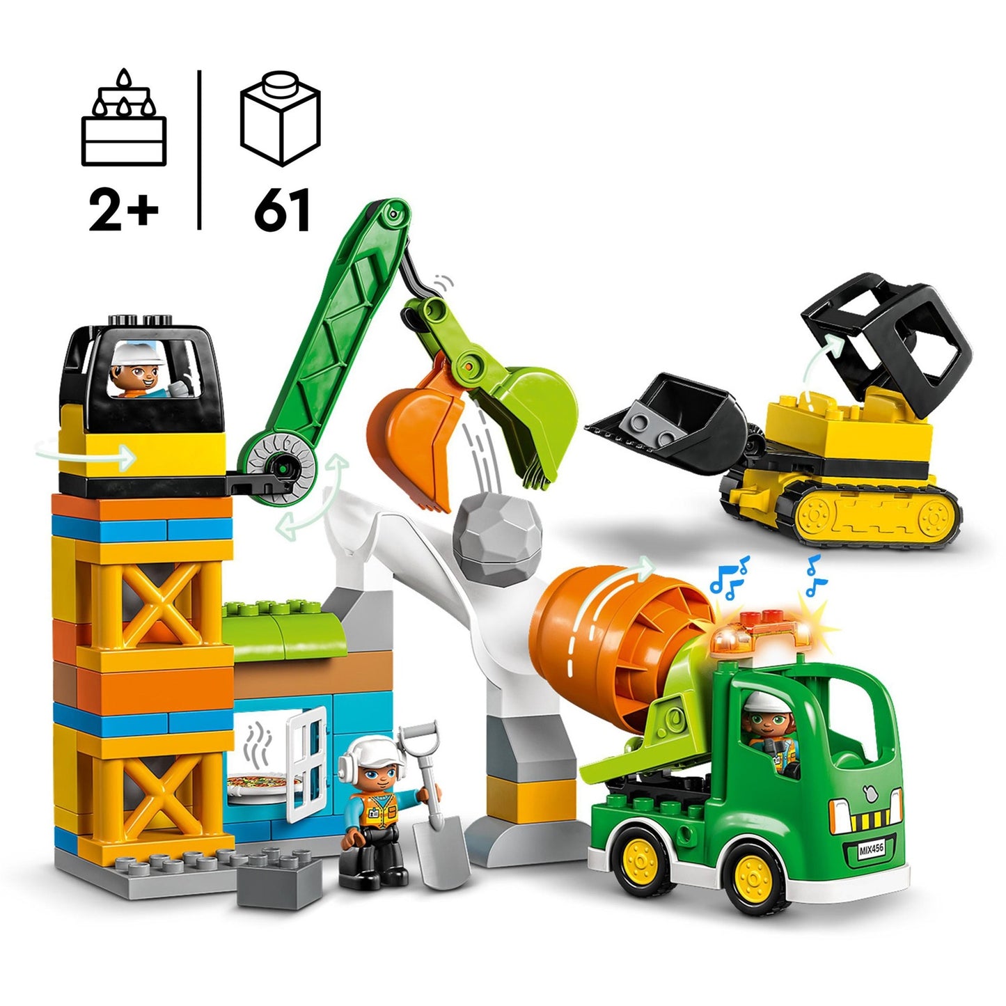 LEGO 10990 DUPLO Baustelle mit Baufahrzeugen, Konstruktionsspielzeug