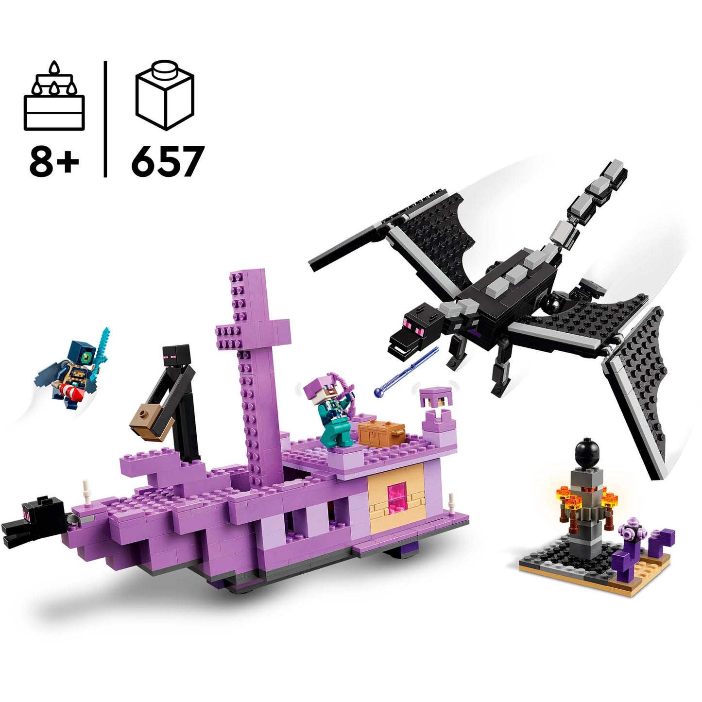 LEGO 21264 Minecraft Der Enderdrache und das Endschiff, Konstruktionsspielzeug
