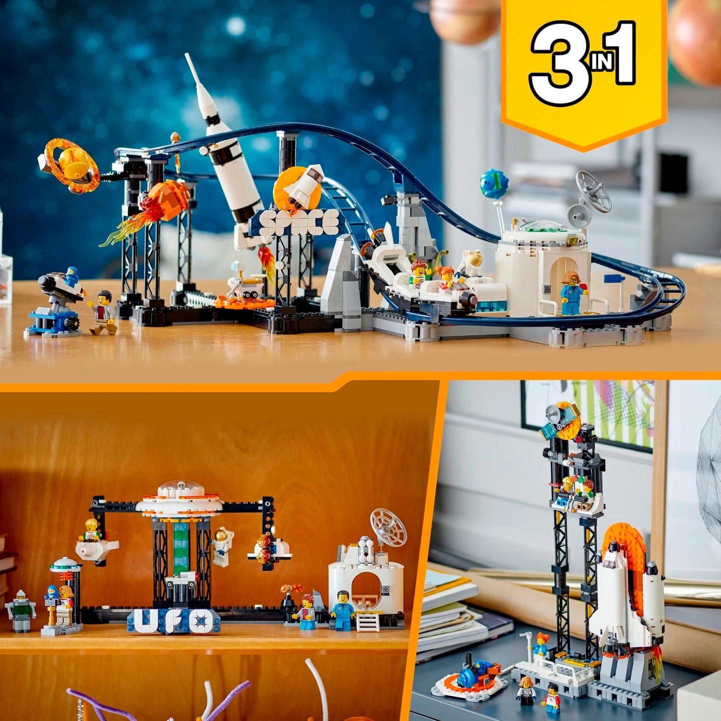 LEGO 31142 Creator 3-in-1 Weltraum-Achterbahn, Konstruktionsspielzeug