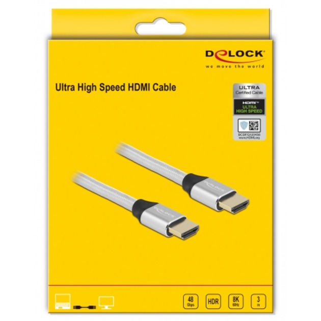 DeLOCK Ultra High Speed HDMI-Kabel 48 Gbps 8K 60Hz (silber, 3 Meter)