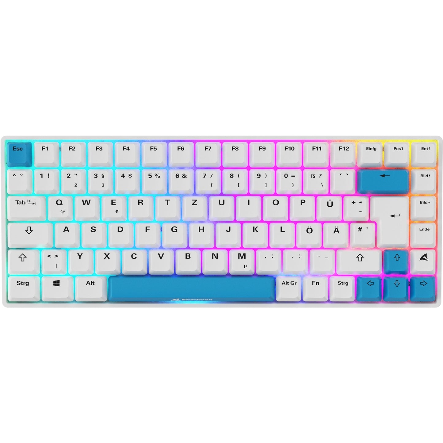 Sharkoon SKILLER SGK50 S3 PBT (weiss/hellblau, DE-Layout, Gateron G Pro 3.0 Yellow)