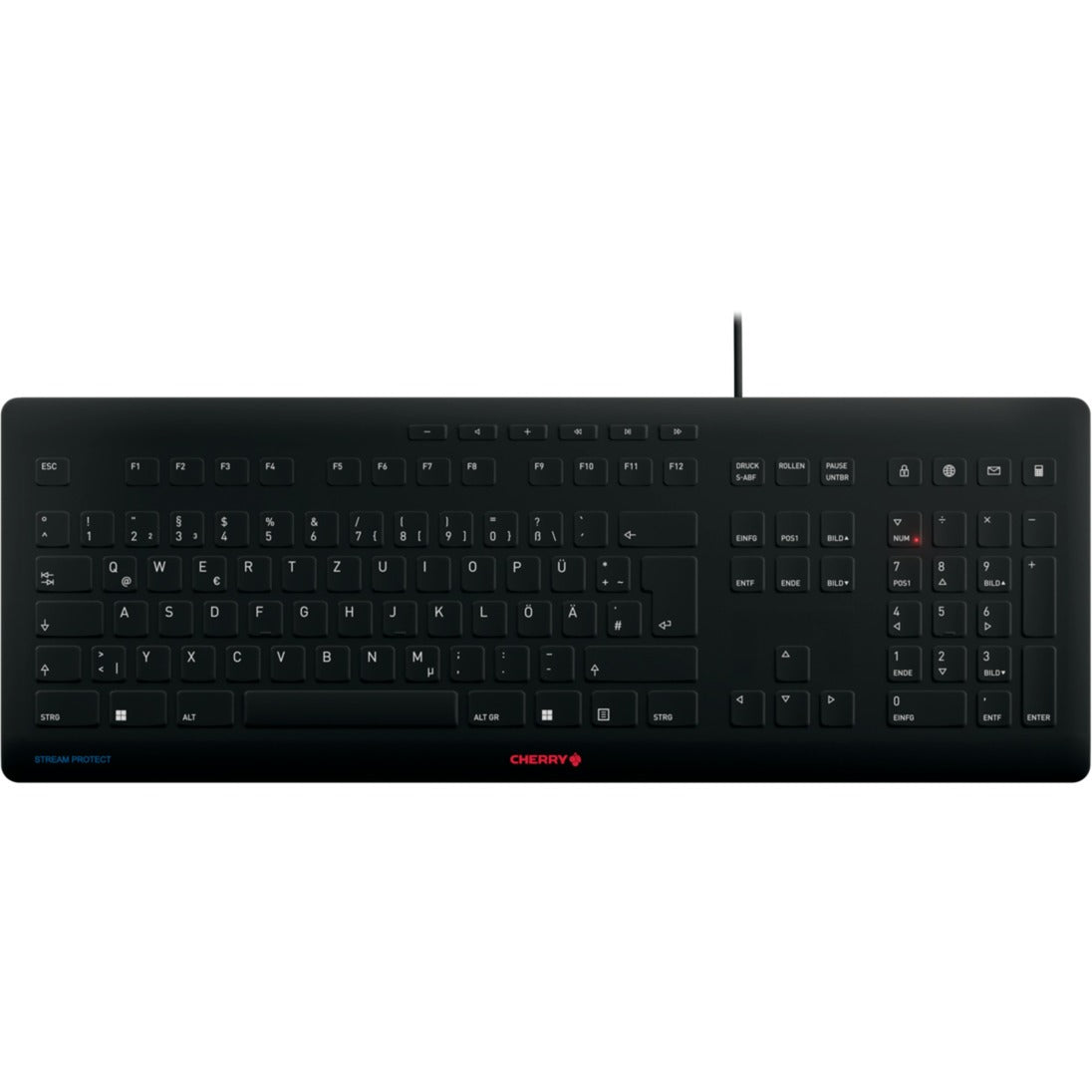 Cherry STREAM PROTECT KEYBOARD (schwarz, DE-Layout, Cherry SX-Scherentechnologie)