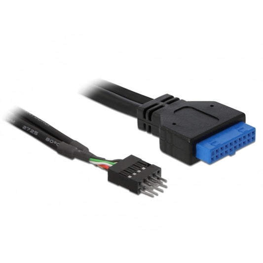 DeLOCK USB 2.0 Adapterkabel, 8 Pin Header Stecker > USB 3.2 Pin Header Buchse (schwarz, 60cm)