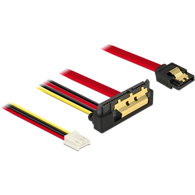 DeLOCK Adapterkabel SATA 7Pin + Floppy 4Pin > SATA 22Pin (schwarz/rot, 30cm, 22Pin-Stecker abgewinkelt)