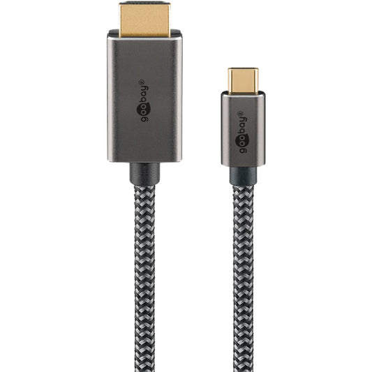 USB Textil-Adapterkabel, USB-C Stecker > HDMI Stecker, 4K / 60Hz