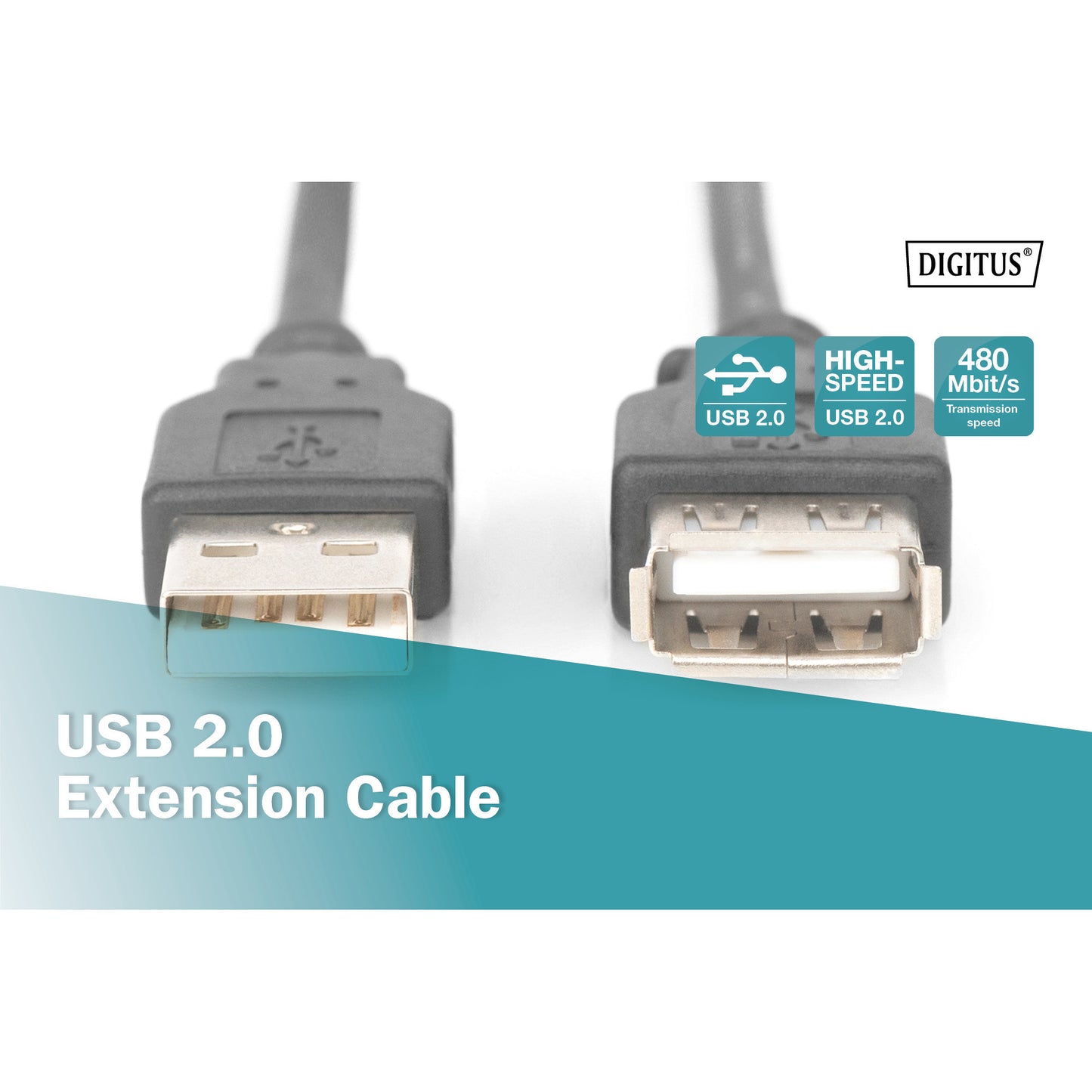 USB 2.0 Verlängerungskabel, USB-A Stecker > USB-A Buchse