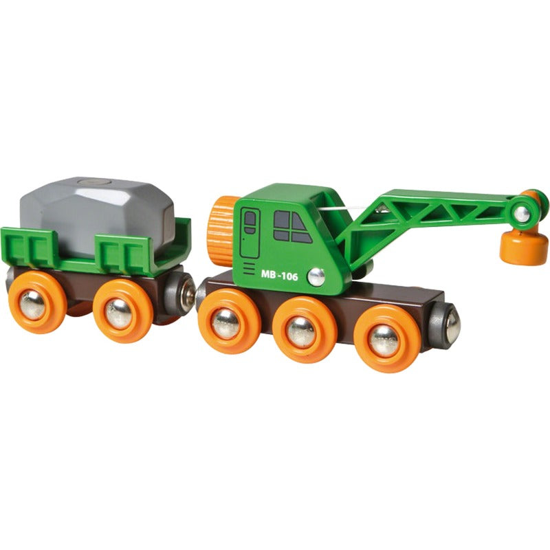 BRIO World Grüner Kranwagen mit Anhänger (grün/gelb)