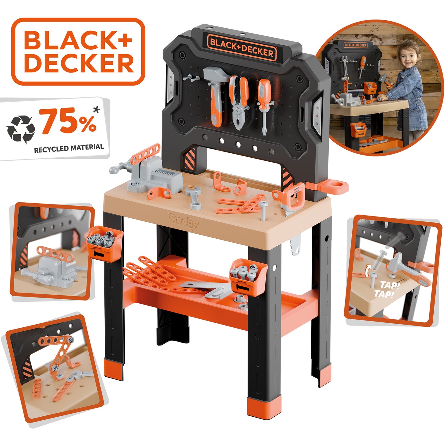 Smoby Black+Decker Werkbank, Kinderwerkzeug