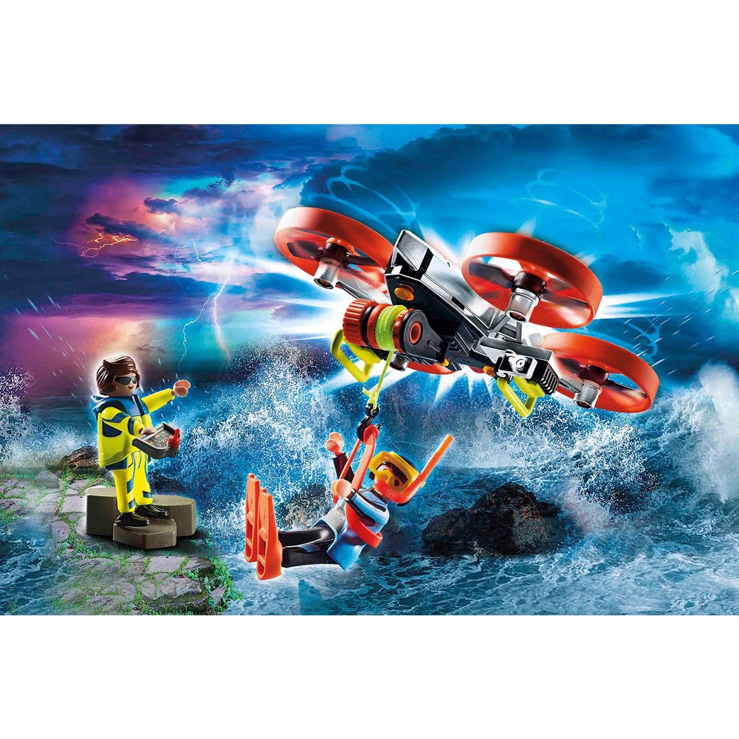 PLAYMOBIL 70143 City Action Seenot: Taucher-Bergung mit Rettungsdrohne, Konstruktionsspielzeug