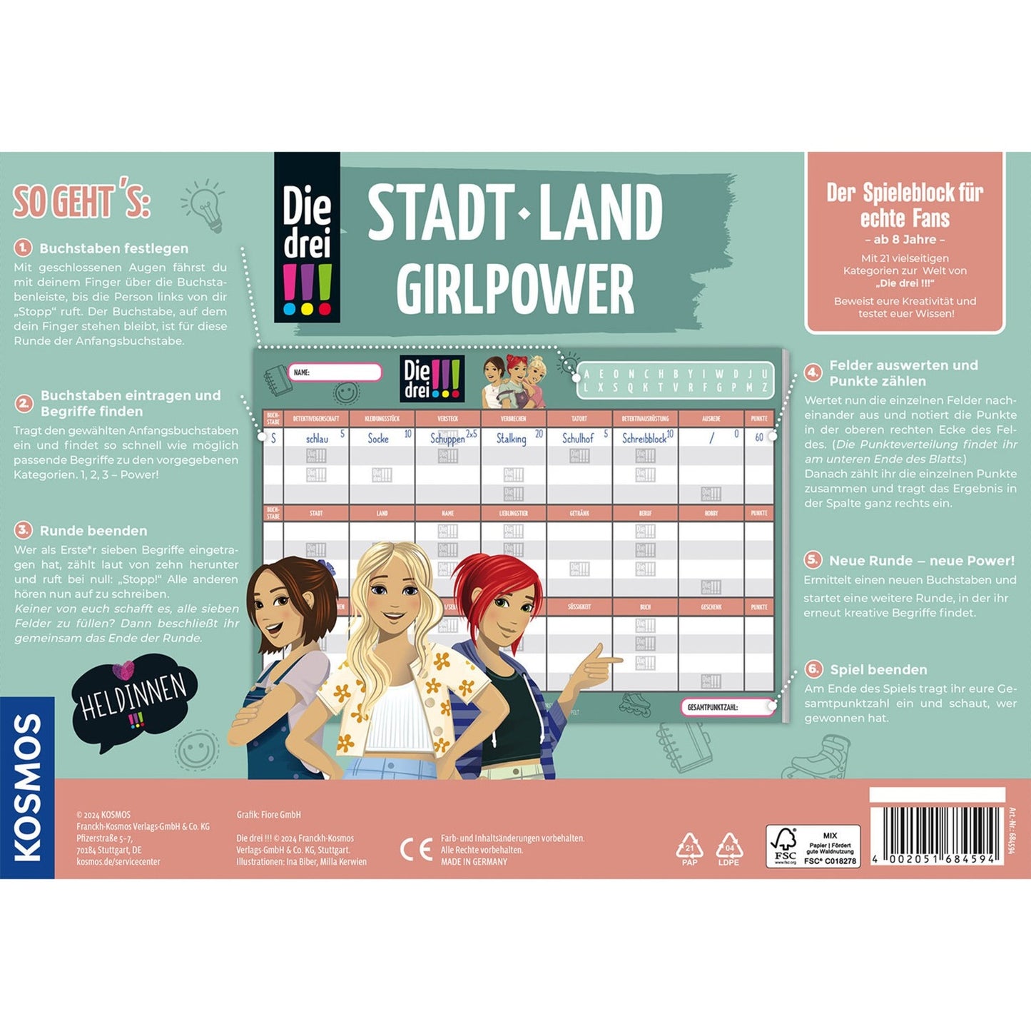 KOSMOS Die drei !!!: Stadt - Land - Girlpower, Gesellschaftsspiel