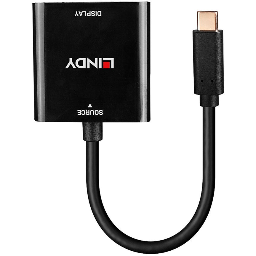 Lindy USB Konverter, USB-C Stecker > DisplayPort Buchse (schwarz, 21cm, 4K 144Hz)