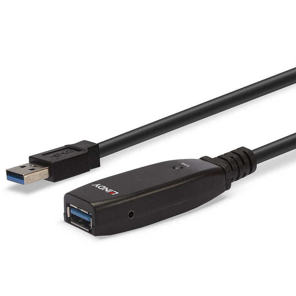 Lindy USB 3.2 Gen 1 Aktivverlängerungskabel Slim, USB-A Stecker > USB-A Buchse (schwarz, 15 Meter)