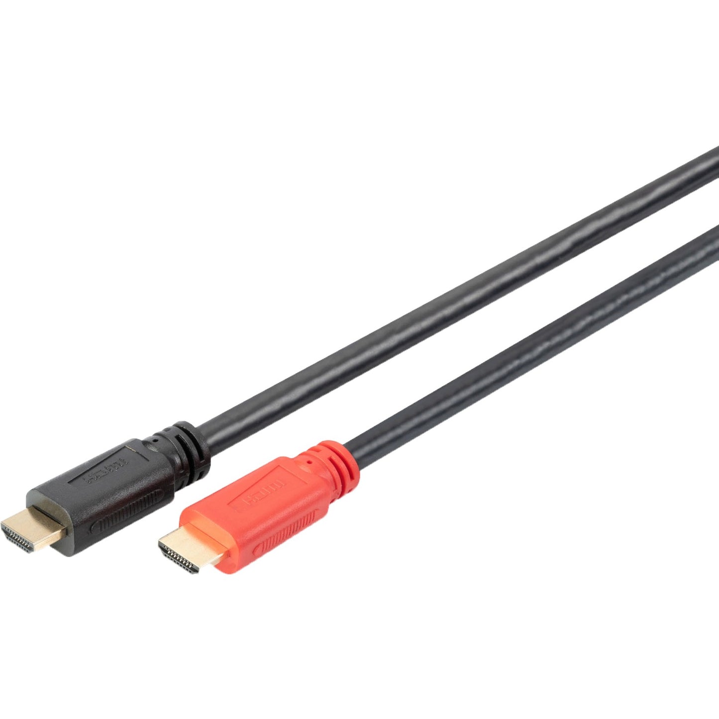 Digitus HDMI High Speed Anschlusskabel, mit Ethernet, UHD 4K (schwarz/rot, 10 Meter, mit Signalverstärker)