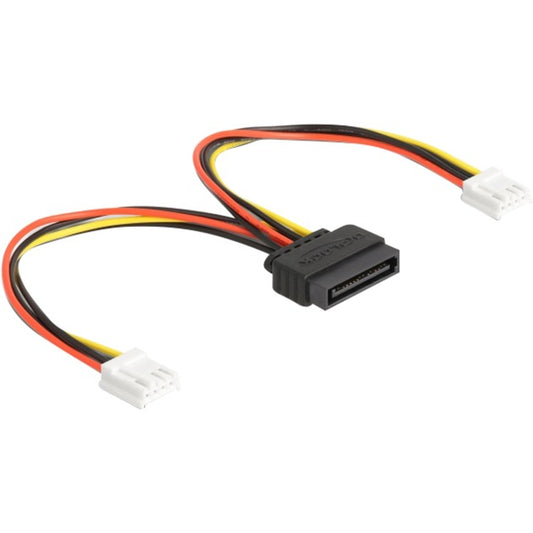 DeLOCK Strom-Adapterkabel SATA 15 Pin Stecker > 2x Floppy 4 Pin Buchse (15cm)