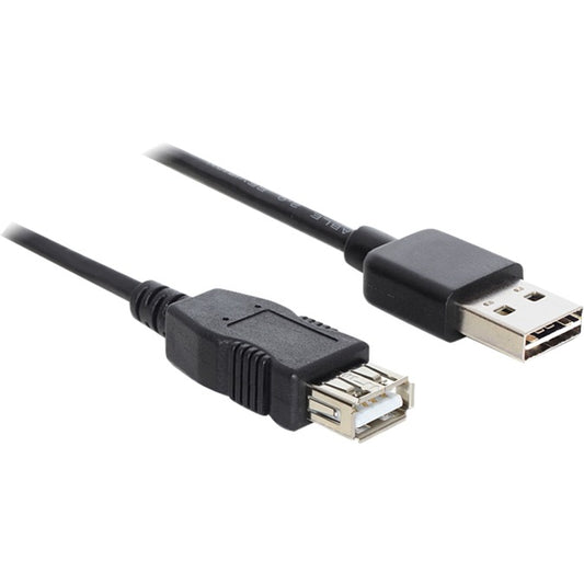 DeLOCK EASY-USB 2.0 Verlängerungskabel, USB-A Stecker > USB-A Buchse (schwarz, 1 Meter, USB-A Stecker beidseitig verwendbar)