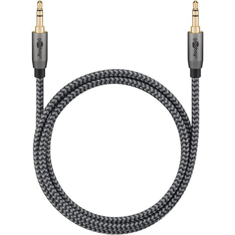 Goobay Plus Audio Verbindungskabel AUX 3,5mm stereo (schwarz/silber, 1 Meter)