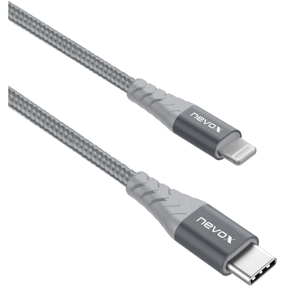 Nevox USB 2.0 Adapterkabel, USB-C Stecker > Lightning Stecker (silber/grau, 50cm, PD, gesleevt)