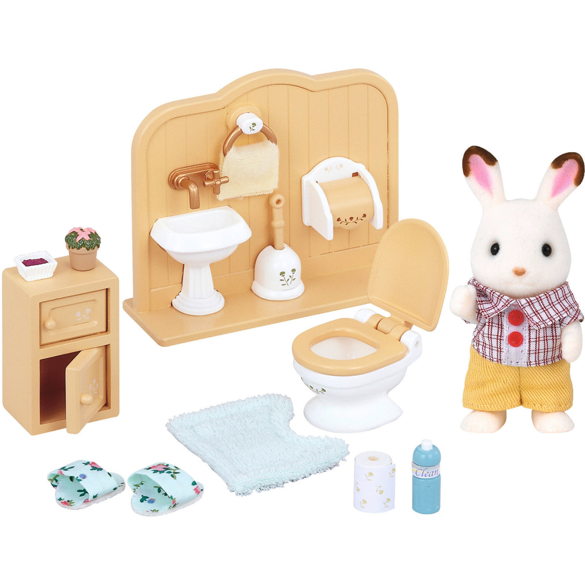 Sylvanian Families - Schokoladenhasen Bruder Badezimmer Set, Konstruktionsspielzeug