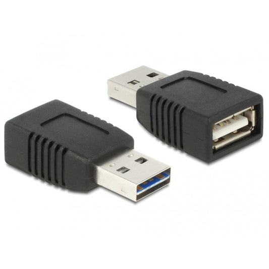 DeLOCK EASY-USB 2.0 Adapter Datenblocker, USB-A Stecker > USB-A Buchse (schwarz, nur Ladefunktion)