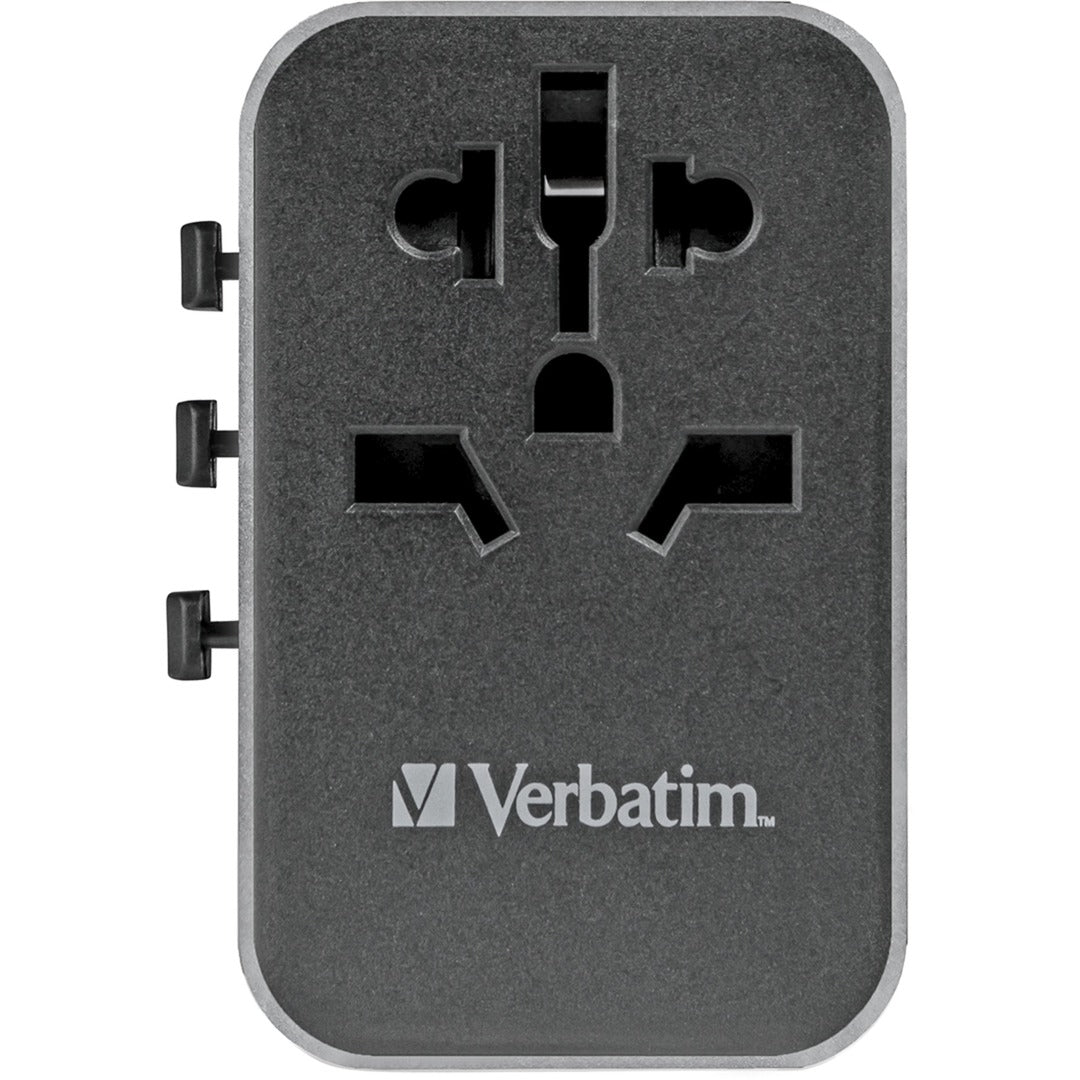 Verbatim Universal-Reiseadapter UTA-04 (schwarz/silber, 3x USB-A, 2x USB-C)