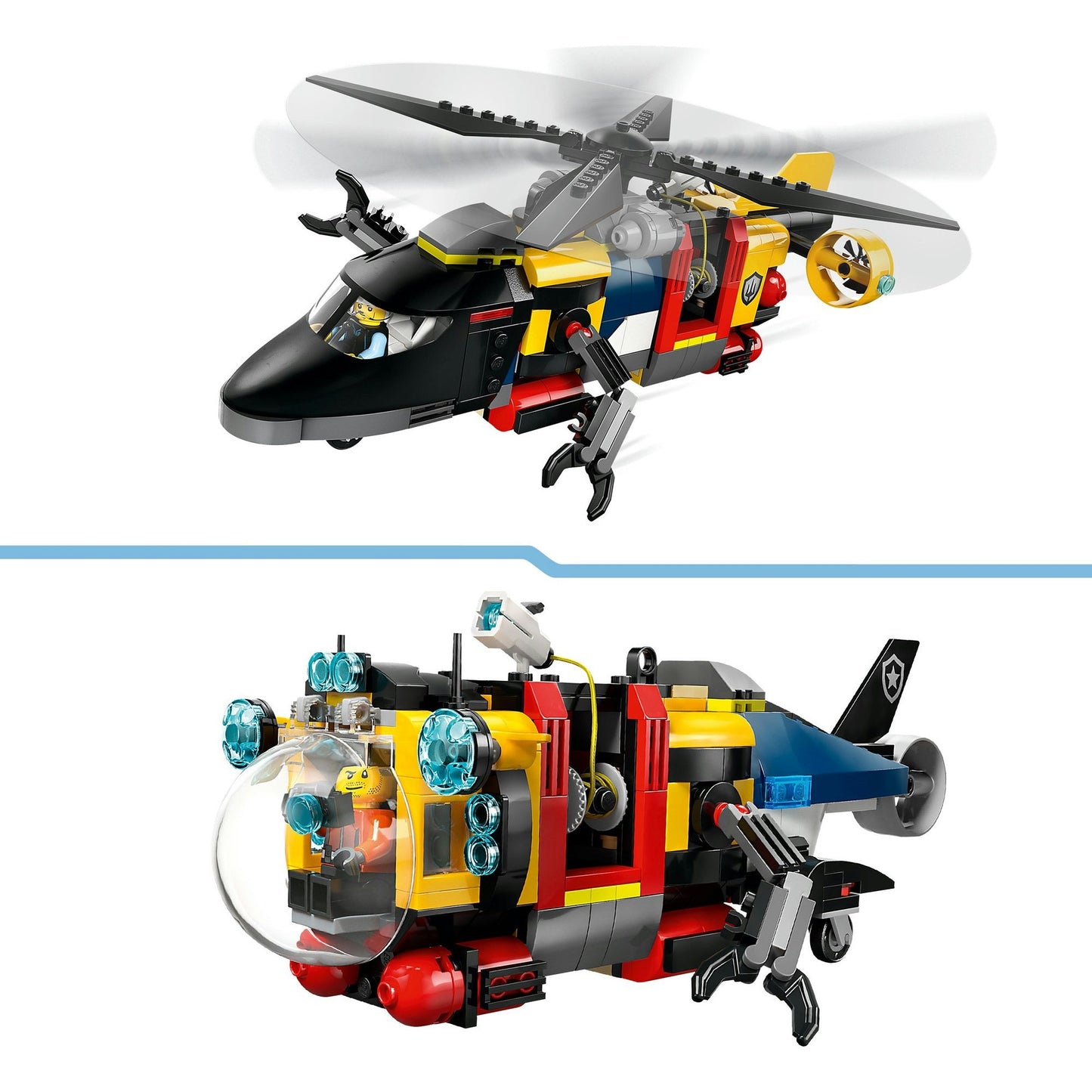60462 City Kombinationsset mit Hubschrauber, Löschauto und U-Boot, Konstruktionsspielzeug