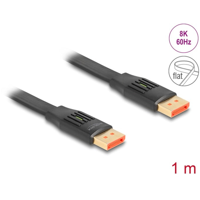 DeLOCK DisplayPort Flachbandkabel 8K 60Hz (schwarz, 1 Meter)