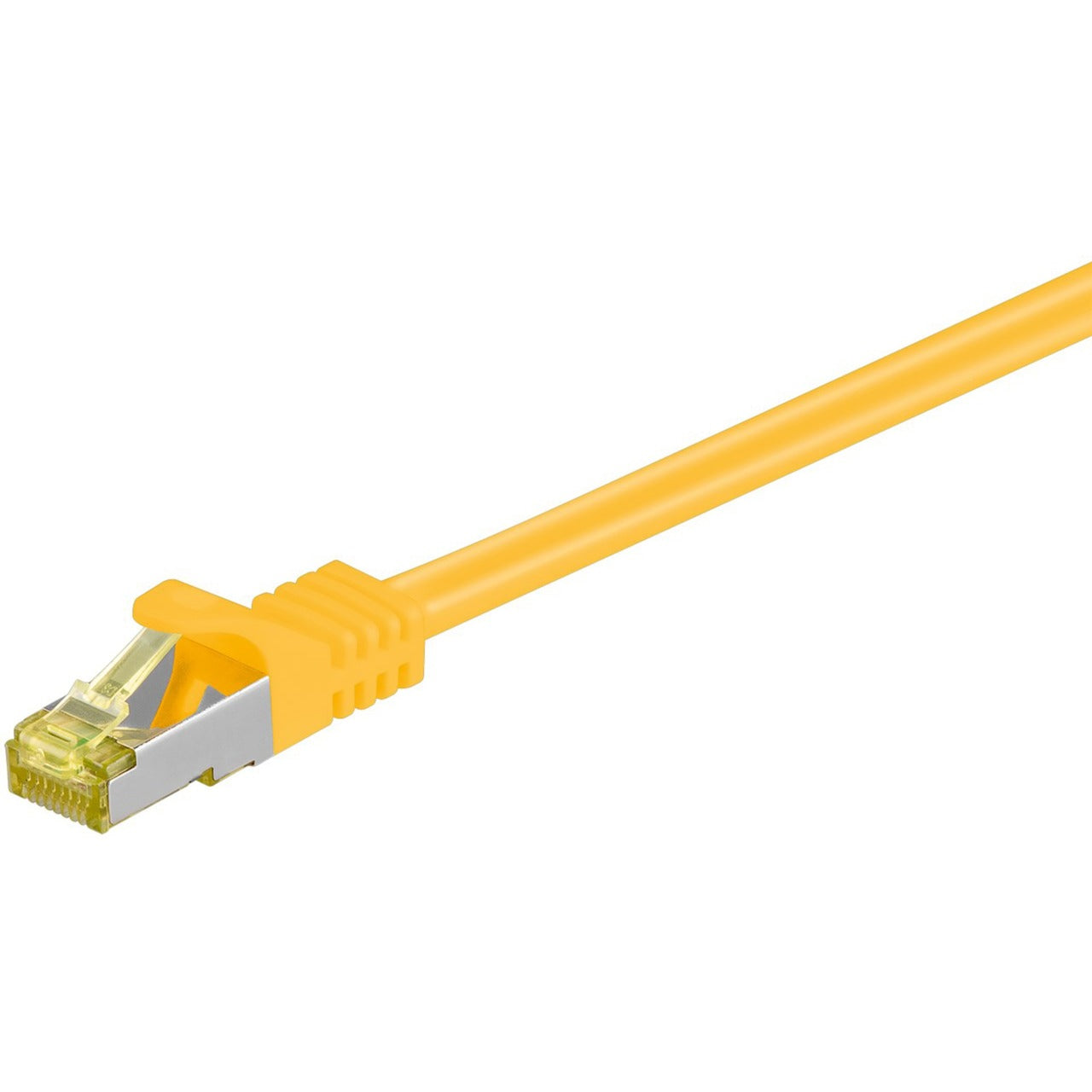 Goobay RJ-45 Patchkabel Cat 6.a S/FTP (PiMF), mit Cat.7 Rohkabel (gelb, 0,5 Meter, 500 MHz)