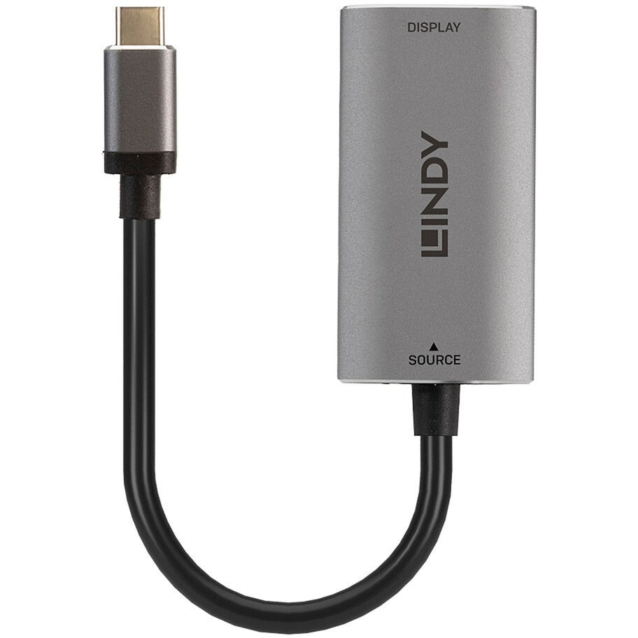 Lindy USB Konverter 8K60, USB-C Stecker > HDMI Buchse (silber/grau, 11cm)