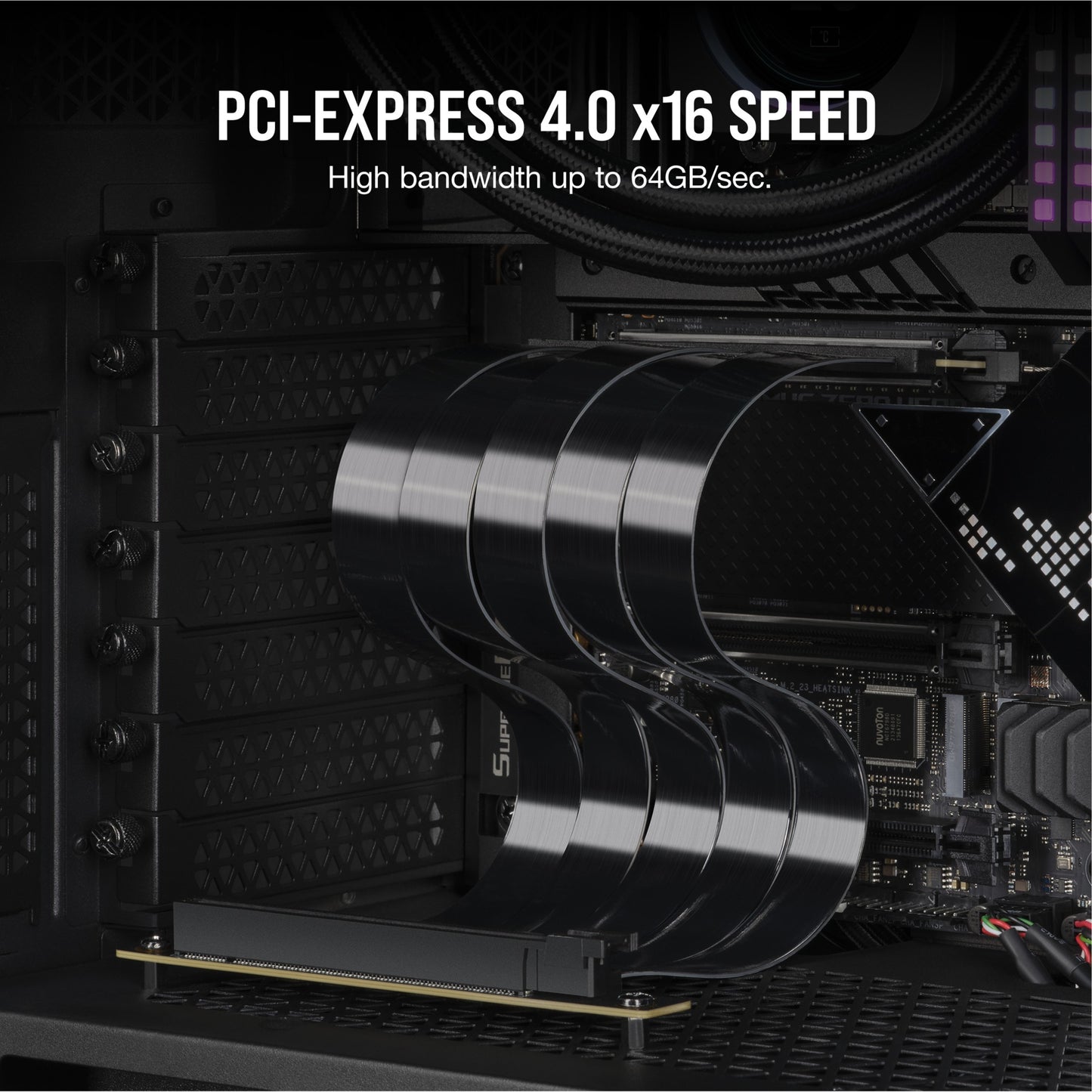 Corsair Premium PCIe 4.0 x16 Verlängerungskabel 90° (schwarz, 30cm, Buchse abgewinkelt)