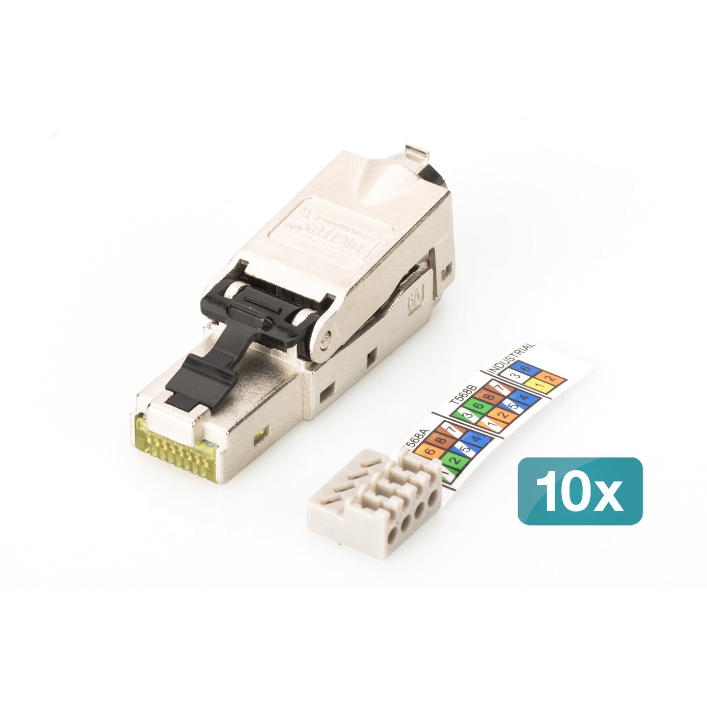 CAT.6a Feldstecker STP Staubkappe/Knickschutz, 10 Stück