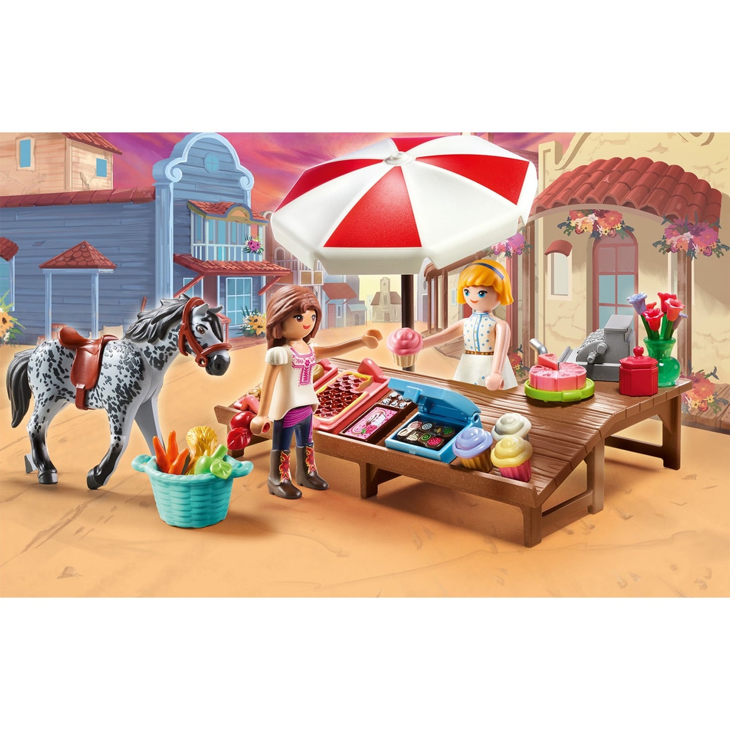 PLAYMOBIL 70696 Spirit Miradero Süßigkeitenstand, Konstruktionsspielzeug