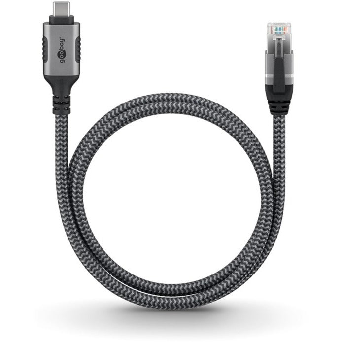 Goobay Ethernet-Kabel USB-C 3.2 Gen1 Stecker > RJ-45 Stecker (schwarz/silber, 1 Meter)