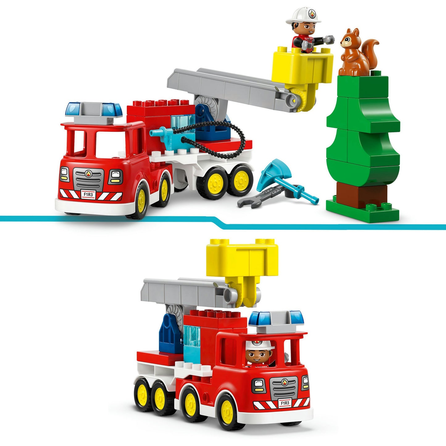 10473 DUPLO Town Löschauto mit Schlauch und Feuerwehrmann, Konstruktionsspielzeug