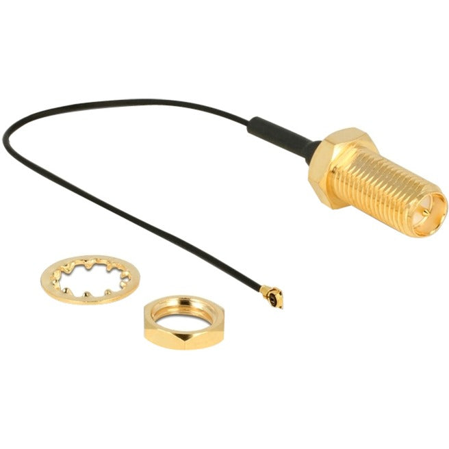 DeLOCK Antennenkabel RP-SMA (Buchse zum Einbau) > MHF 4 (Stecker) (grau/gold, 10cm)