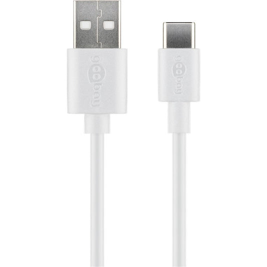 Goobay USB 2.0 Kabel, USB-A Stecker > USB-C Stecker (weiss, 2 Meter)